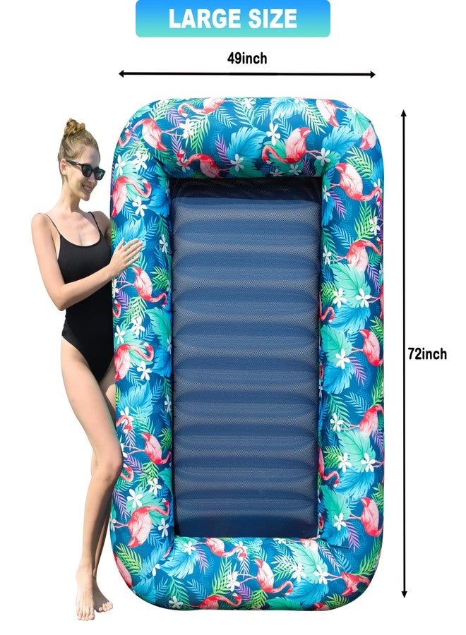 FindUWill Oversized Pool Float Lounger, 72" X-Large Fabric Covered Pool Floats Adult, Heavy Duty Pool Float Pool Rafts Inflatable Pool Floaties for Floating (Flamingo) - Image 4