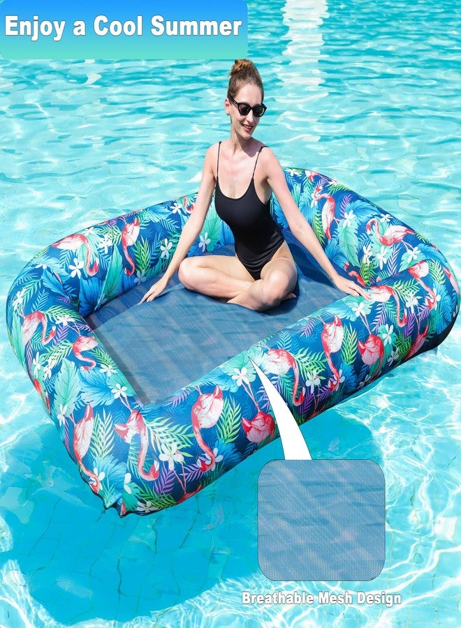 FindUWill Oversized Pool Float Lounger, 72" X-Large Fabric Covered Pool Floats Adult, Heavy Duty Pool Float Pool Rafts Inflatable Pool Floaties for Floating (Flamingo) - Image 2