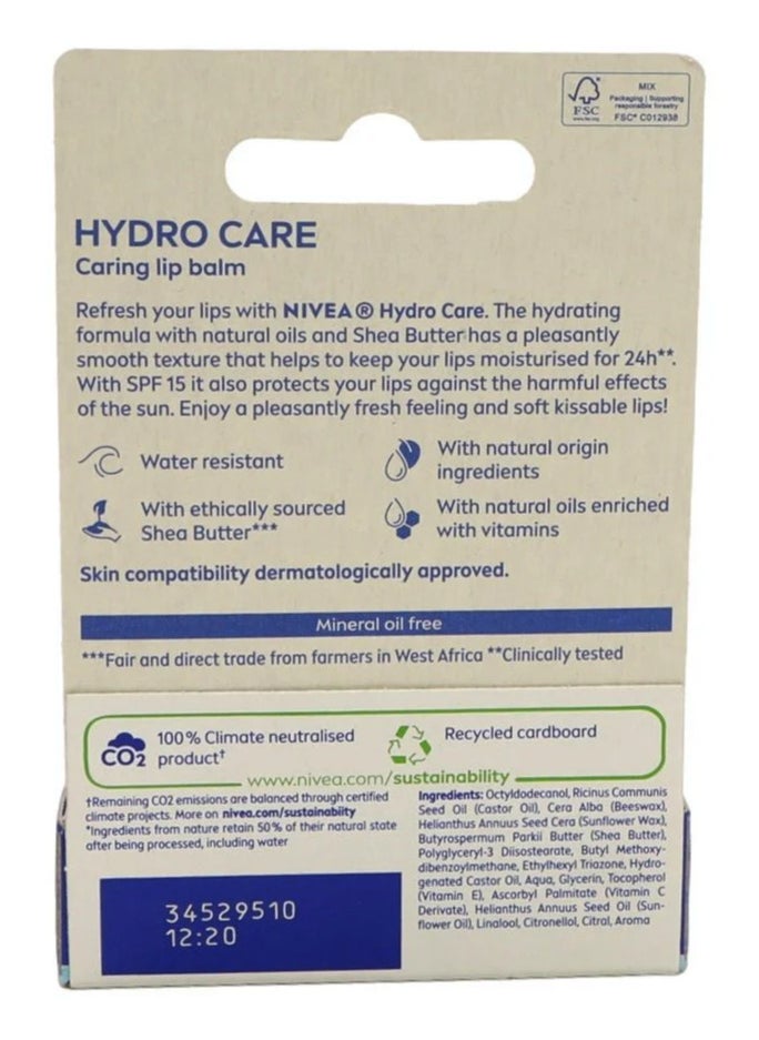 Pack Of 2 Nivea Hydro Care Lip Balm 5g