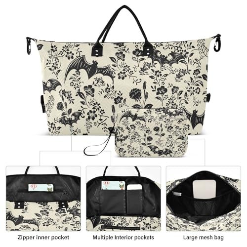 XUWU Goth Bat Quilted Travel Bags Weekender Duffle Bags With Toiletry Bag Carry on Overnight Duffels Yoga Gym Bag for Airplanes Business Sports - Image 2