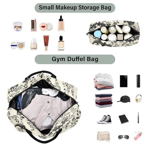 XUWU Goth Bat Quilted Travel Bags Weekender Duffle Bags With Toiletry Bag Carry on Overnight Duffels Yoga Gym Bag for Airplanes Business Sports - Image 4