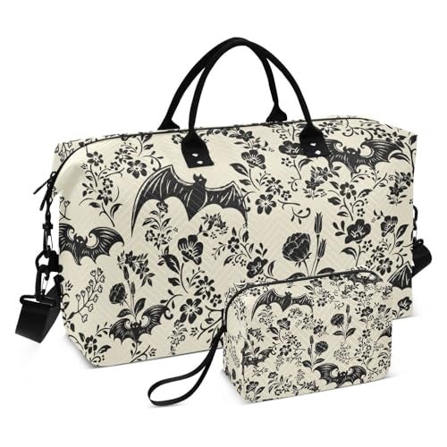 XUWU Goth Bat Quilted Travel Bags Weekender Duffle Bags With Toiletry Bag Carry on Overnight Duffels Yoga Gym Bag for Airplanes Business Sports - Image 1
