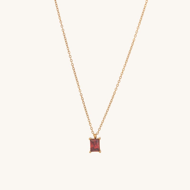 PALMONAS 18k Gold Tone Plated Ruby Red Stone Necklace
 for Women - Image 1