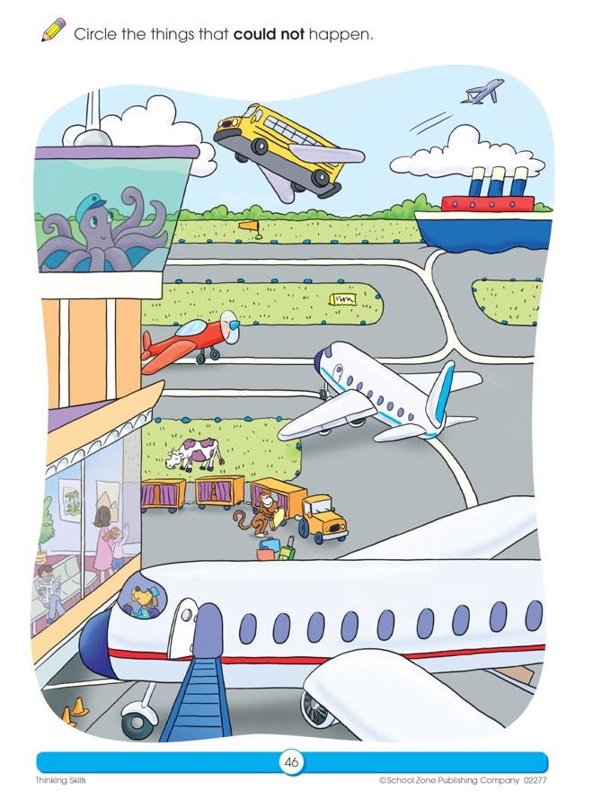School Zone Thinking Skills Workbook - 64 Pages, Ages 3 to 5, Preschool to Kindergarten, Problem-Solving, Logic & Reasoning Puzzles, and More ... Book Series) (Deluxe Edition 64-Page) - Image 5
