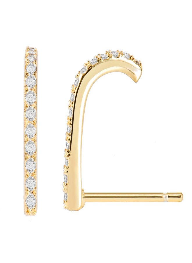 espere CZ Paved Bar Hook Suspender Earrings 14K Gold Plated - Image 1