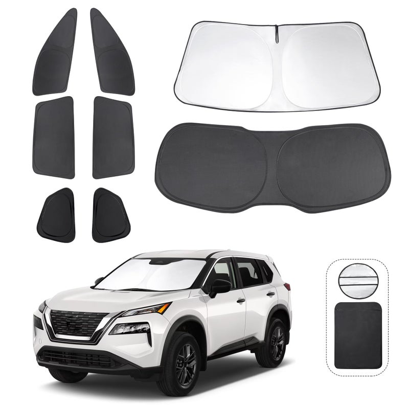 TINGLU Window Shades for Nissan Rogue 20212024 2025NOT for Rogue Sport Accessories Car Side Full Windows Cover Camping Rear Triangular Windshield Sun Shade Sun UV Rays Privacy Protection 8PCS