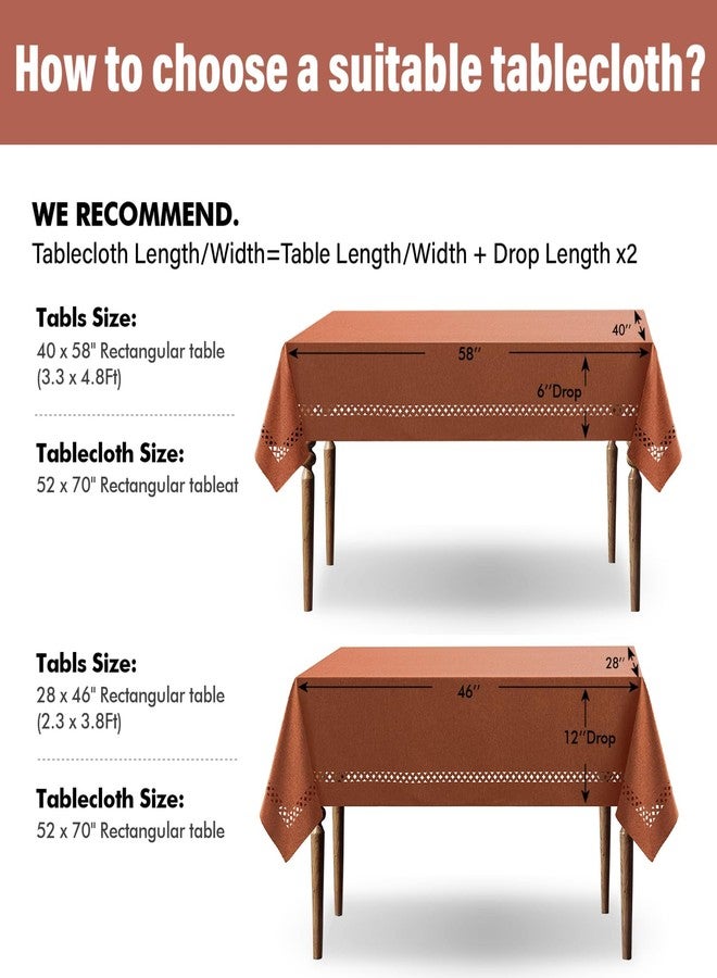 MIULEE Burnt Orange Rectangle Linen Polyester Fall Thanksgiving Tablecloth with Decorative Cutouts Waterproof Stain Resistant Table Cloth 52x70 inch Farmhouse Style for Dining Wedding Party - Image 5