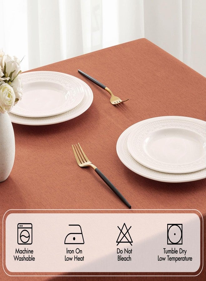 MIULEE Burnt Orange Rectangle Linen Polyester Fall Thanksgiving Tablecloth with Decorative Cutouts Waterproof Stain Resistant Table Cloth 52x70 inch Farmhouse Style for Dining Wedding Party - Image 3
