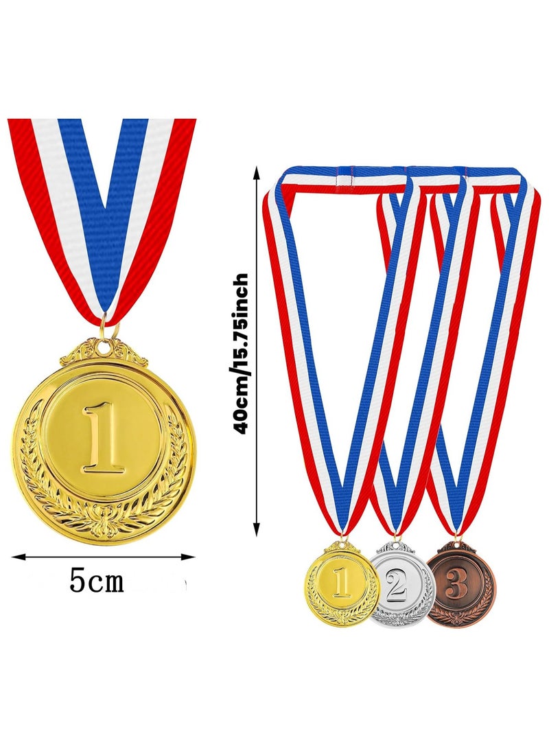 DELGREEN Set of 3 Number Medals, Gold Silver Bronze Winner Medals with Ribbon, Winner Awards 1st 2nd 3rd Metal Medals, Olympic Style Winner Awards for Sports, Party, Tournaments, ,Competitions（Diam：5cm） - Image 2