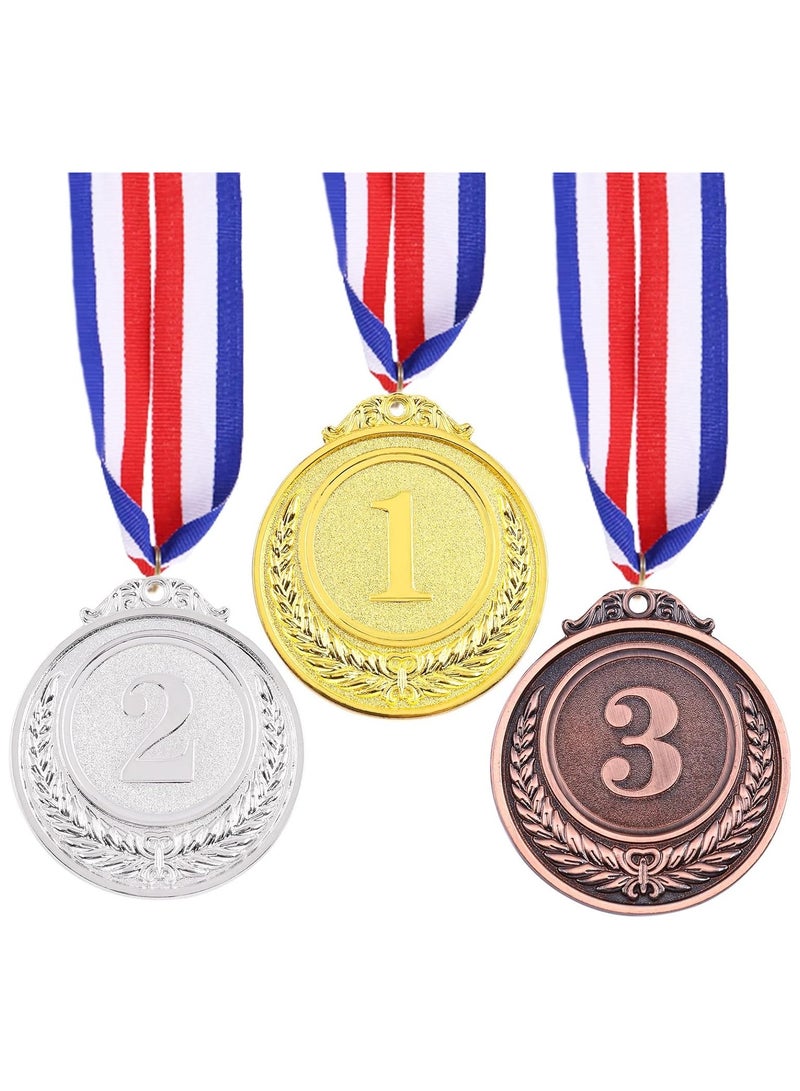 DELGREEN Set of 3 Number Medals, Gold Silver Bronze Winner Medals with Ribbon, Winner Awards 1st 2nd 3rd Metal Medals, Olympic Style Winner Awards for Sports, Party, Tournaments, ,Competitions（Diam：5cm） - Image 1