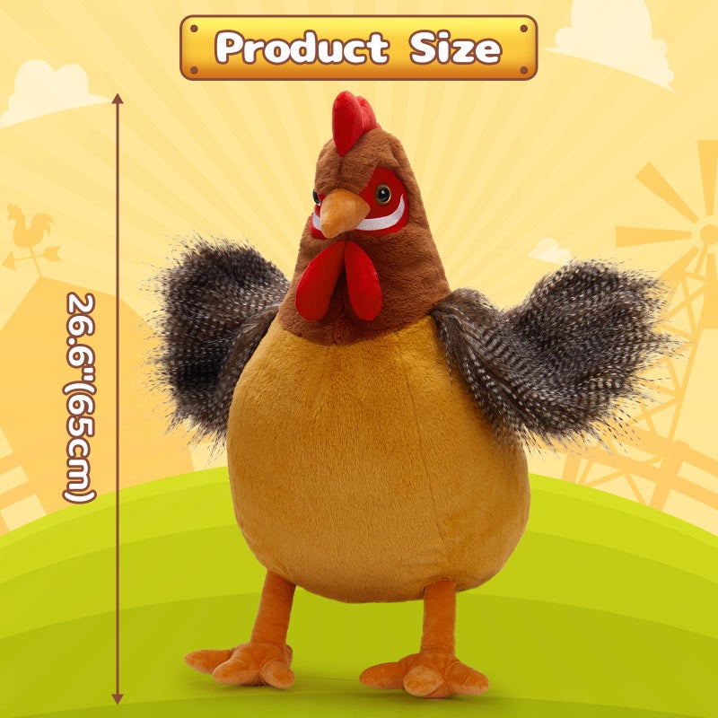 BENINY Giant Chicken Stuffed Animal  Realistic Jumbo Hen Plush Toy  25.5 "" Cute Stuffed Rooster for Kids Girls Boys on Easter Christmas Birthday  Soft Farm Stuffed Animals Gift - Image 3