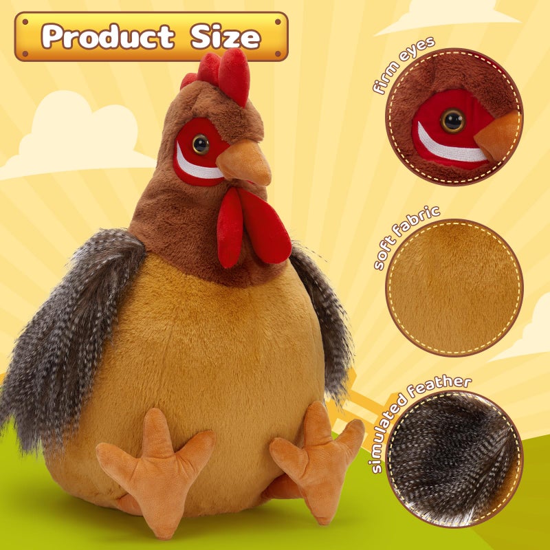 BENINY Giant Chicken Stuffed Animal  Realistic Jumbo Hen Plush Toy  25.5 "" Cute Stuffed Rooster for Kids Girls Boys on Easter Christmas Birthday  Soft Farm Stuffed Animals Gift - Image 2