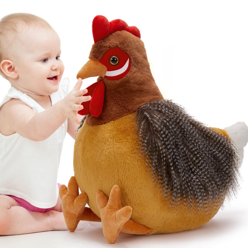 BENINY Giant Chicken Stuffed Animal  Realistic Jumbo Hen Plush Toy  25.5 "" Cute Stuffed Rooster for Kids Girls Boys on Easter Christmas Birthday  Soft Farm Stuffed Animals Gift - Image 1