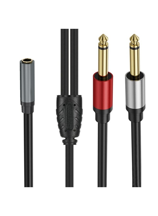 HuHa 5m Gold Plated 3.5mm TRS Female to 2 x 6.35mm TS Male Mono Y Splitter Adapter Audio Cable(Black) - Image 2