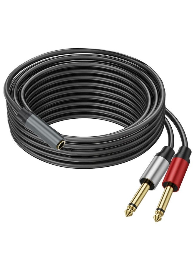 HuHa 5m Gold Plated 3.5mm TRS Female to 2 x 6.35mm TS Male Mono Y Splitter Adapter Audio Cable(Black) - Image 1