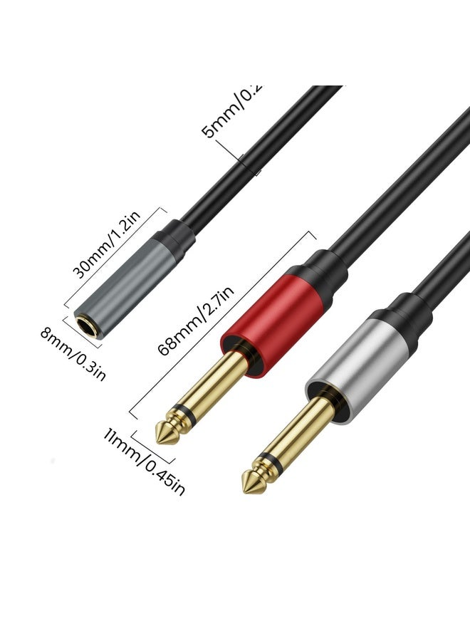HuHa 5m Gold Plated 3.5mm TRS Female to 2 x 6.35mm TS Male Mono Y Splitter Adapter Audio Cable(Black) - Image 3