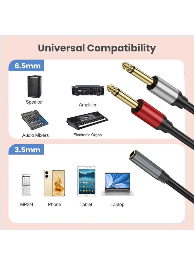 HuHa 5m Gold Plated 3.5mm TRS Female to 2 x 6.35mm TS Male Mono Y Splitter Adapter Audio Cable(Black) - Image 4