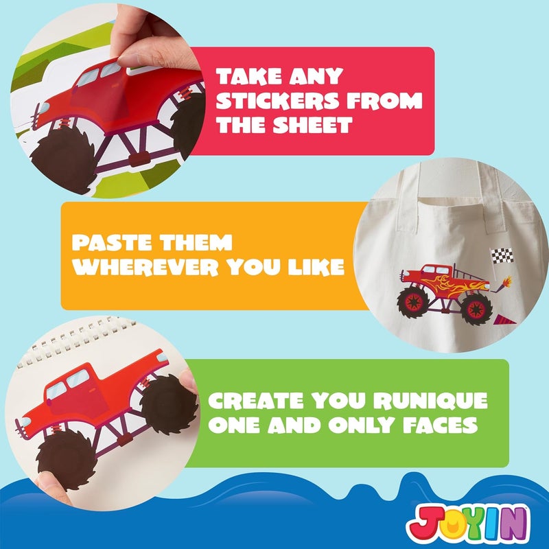 JOYIN 24 Sheets 9"x6" Make a face Stickers for Kids, Make Your Own Monster Truck Stickers, Party Favors Kids Crafts, Goodie Bags Stuffers Classroom Activities - Image 4