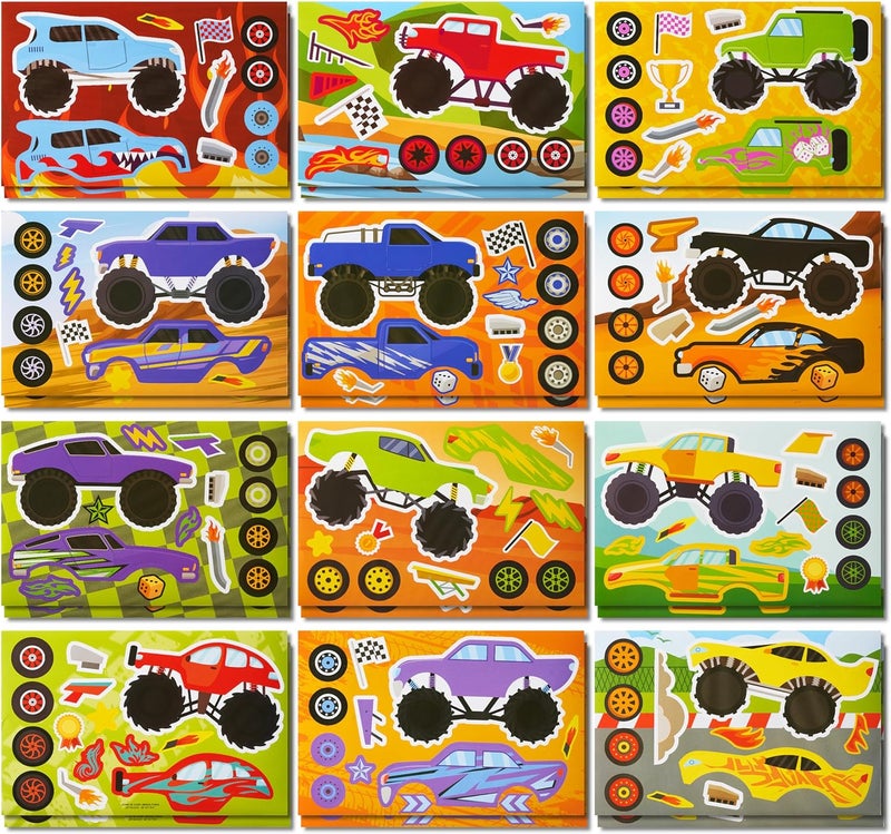 JOYIN 24 Sheets 9"x6" Make a face Stickers for Kids, Make Your Own Monster Truck Stickers, Party Favors Kids Crafts, Goodie Bags Stuffers Classroom Activities - Image 1