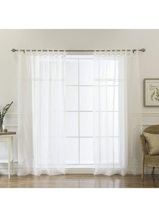 Dekor World Dekor World 2 Pieces Cotton White Sheer Loop Tab Top Curtain Set (Door Curtain: 110x215cm or 4x7Feet or 42x84 Inches) for Bedroom and Living Room - Image 1