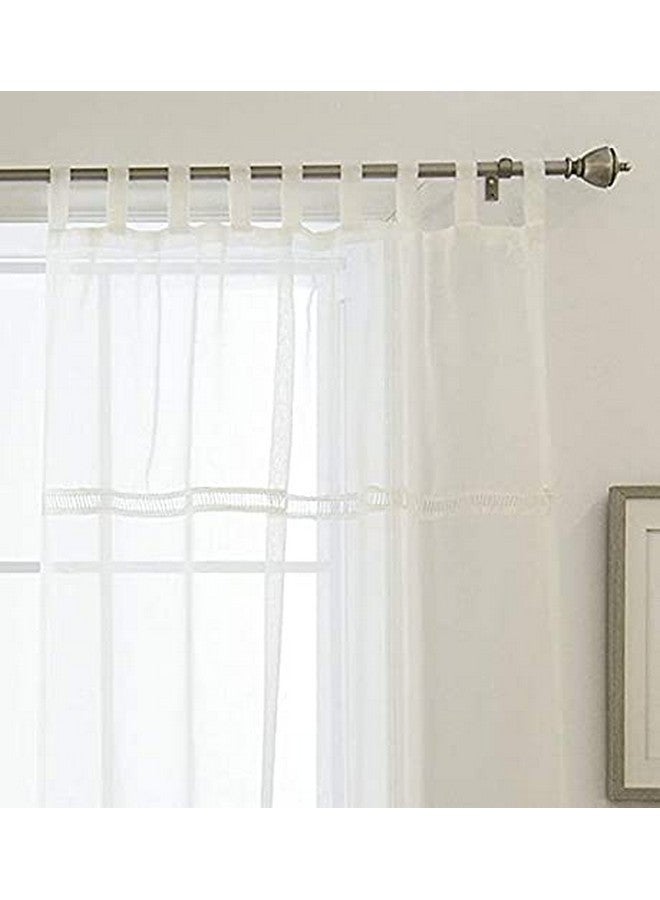 Dekor World Dekor World 2 Pieces Cotton White Sheer Loop Tab Top Curtain Set (Door Curtain: 110x215cm or 4x7Feet or 42x84 Inches) for Bedroom and Living Room - Image 2