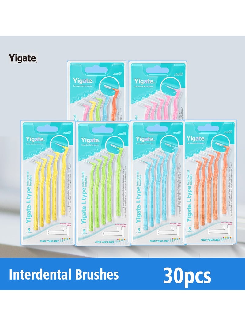 Yigate 30 PCS Interdental Brushes Dental Floss Toothpick Braces Brush Tooth Cleaning Tool Care Tooth Cleaning Tool (Multicolour) - Image 1
