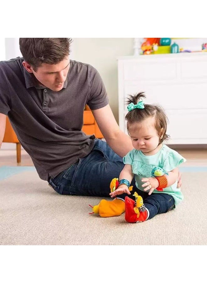 4-Piece Infant Socks And Wrist Rattles Toy Set For Kids - Image 4