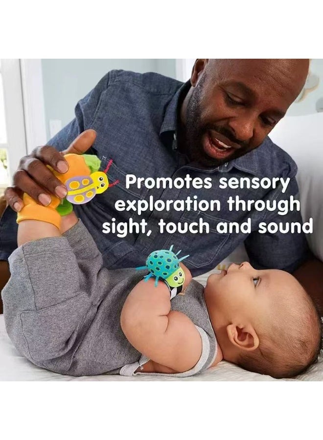 4-Piece Infant Socks And Wrist Rattles Toy Set For Kids - Image 3