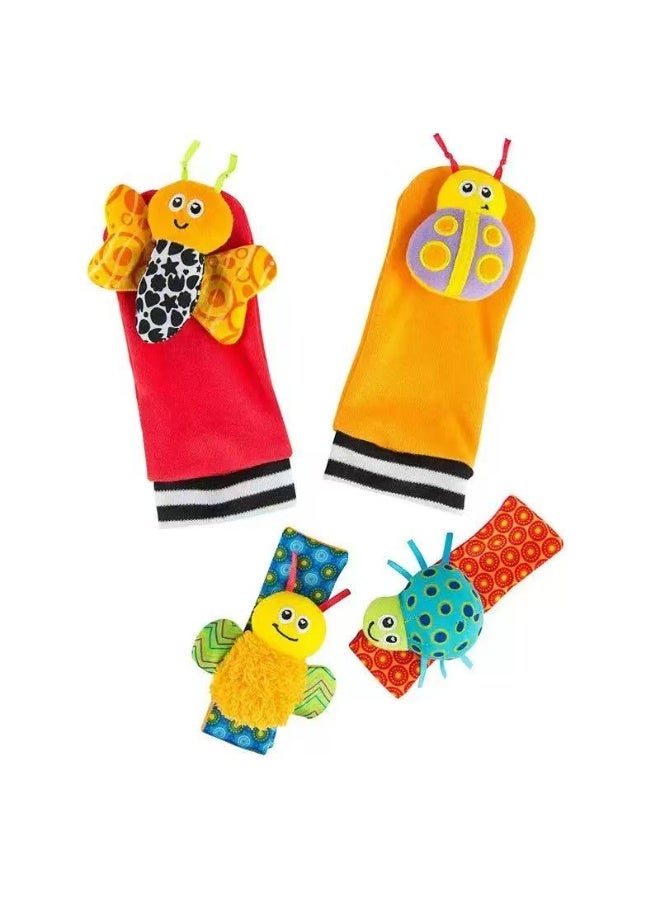 4-Piece Infant Socks And Wrist Rattles Toy Set For Kids - Image 2