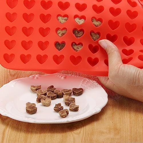 BTYMS 2 Pcs Mini Silicone Heart Molds, 255-Cavity Heart Shaped Chocolate Molds for Baking, Candy, Wax Melts Beads, Ice Cubes, Homemade Dog Training Treats - Image 3