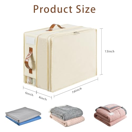 Freebat Bed Sheet Organizers and Storage, 4 Pack Linen Closet Organizers with Adjustable Zipper, Foldable Bedding Storage for Queen or King Size Bedsheets, Duvet Covers and Pillows - Image 2