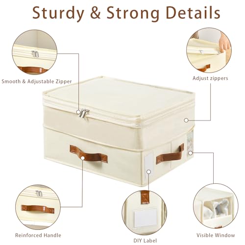 Freebat Bed Sheet Organizers and Storage, 4 Pack Linen Closet Organizers with Adjustable Zipper, Foldable Bedding Storage for Queen or King Size Bedsheets, Duvet Covers and Pillows - Image 3