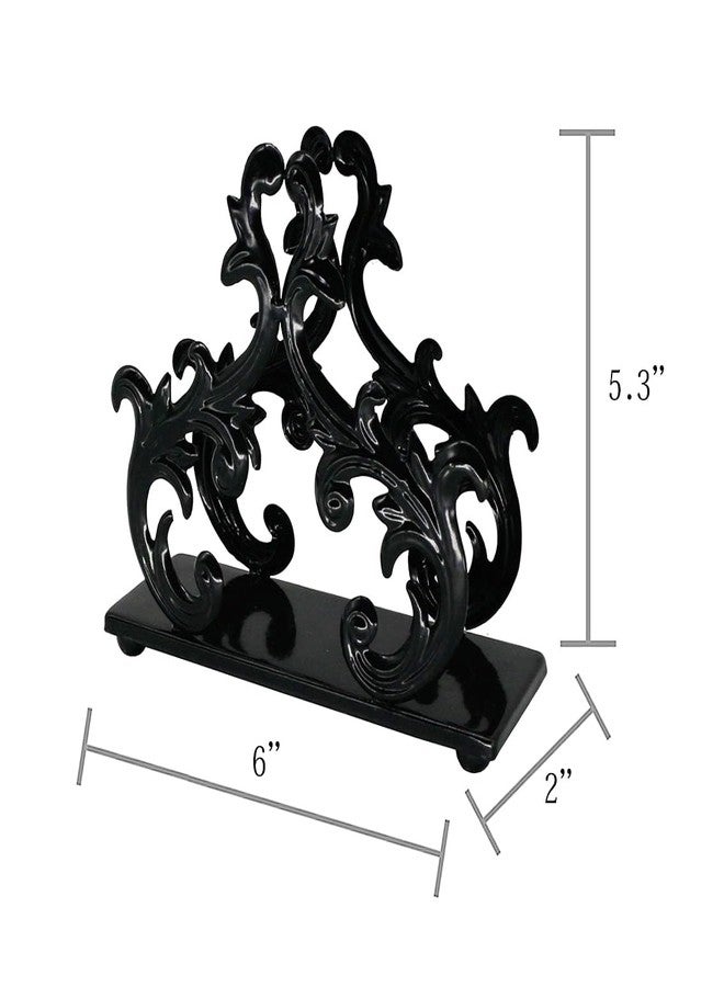 Owlgift Baroque Black Napkin Holder Set of 2 – Decorative Metal Tissue Rack for Tabletop, Mail, or Bill Organizer – 6 x 2 x 5.3 Inches, Glossy Finish for Home or Restaurant Use - Image 4