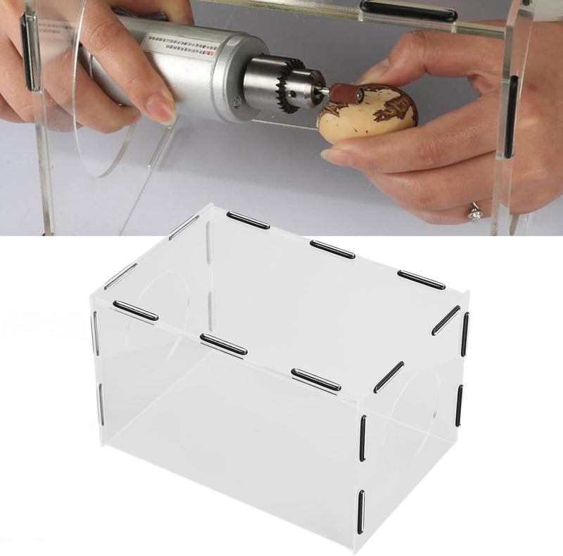 Enclosed Dust Proof Box for Grinding, Enclosed Grinding Dust Box Acrylic with 2 Holes,Transparent Acrylic Dust Shieldss for Engraving and Polishing for Polishing Sanding Engraving - Image 5