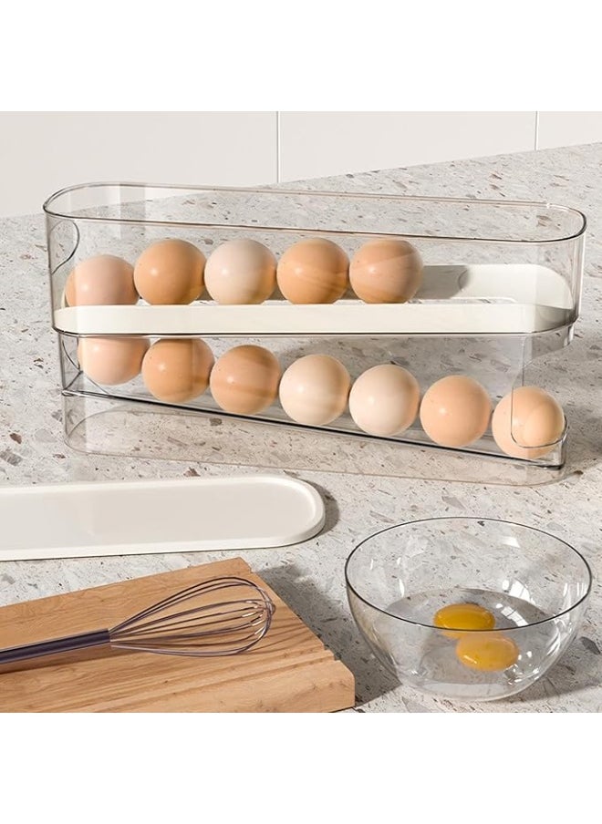 Generic Automatic Rolling Egg Organizer for Refrigerator, Space-Saving Egg Dispenser, Fridge Egg Rack, Household Egg Holder  - Image 3