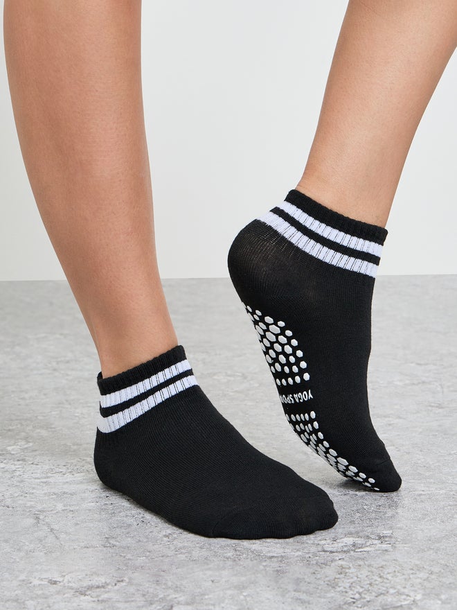 Styli Active Dual Stripe Ankle Length Silicon Pad Yoga Socks - Image 1