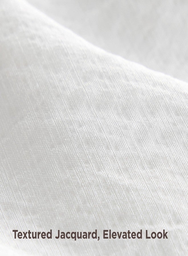 Bedsure Textured Duvet Cover King Size - Cotton-Like Polyester Jacquard Duvet Cover Set for All Seasons - 3 Pieces Elevated Textured Dobby Soft Bedding Set, NO Comforter (White, King, 104" x 90") - Image 2