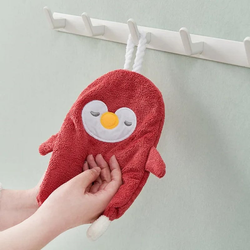 HOMENITY هومينيتي® - مناشف يد قطنية لطيفة على شكل بطاريق للمطبخ والحمام، ناعمة وفخمة، منشفة تجفيف اليدين مع حلقة للتعليق، مناسبة للأطفال والبالغين - Image 1