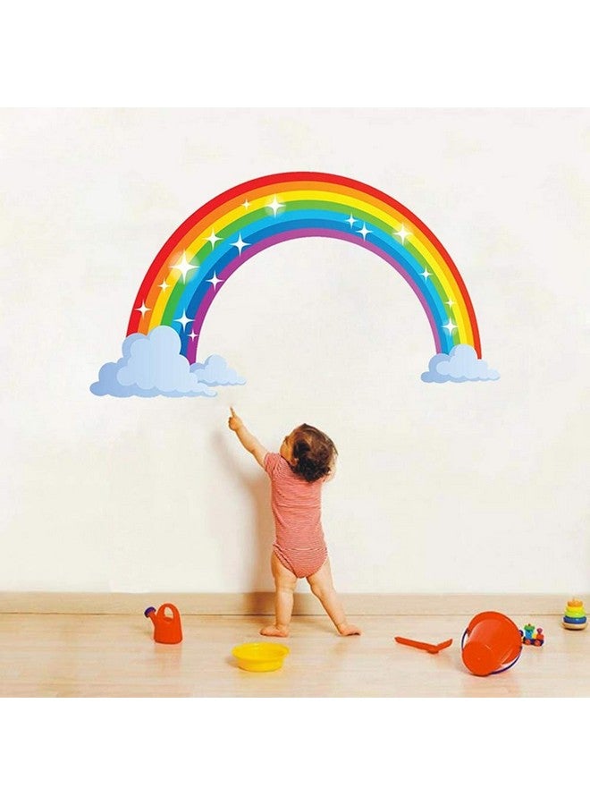 Kiddale Rainbow Wall Decals Wich Clouds Peel And Stick Removable Wall Stickers For Kids Nursery Bedroom Living Roomwall Decor 28.7 X15.7Inch - Image 4