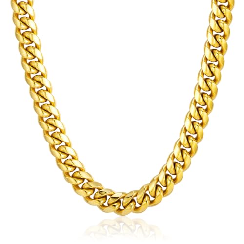 ChainsPro Cuban Link Necklace 18inch 14MM 18K Gold Plated Heavy Chain Mens Gifts - Image 1