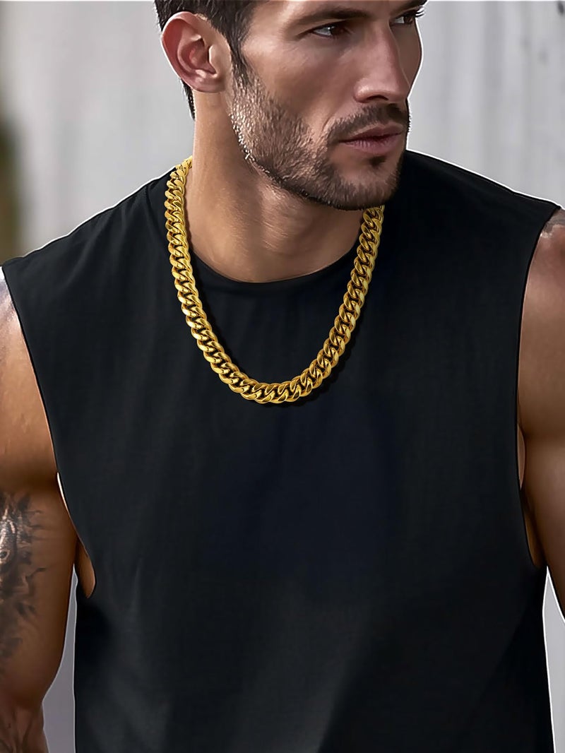 ChainsPro Cuban Link Necklace 18inch 14MM 18K Gold Plated Heavy Chain Mens Gifts - Image 5