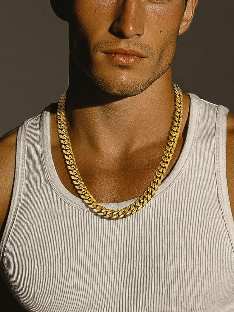 ChainsPro Cuban Link Necklace 18inch 14MM 18K Gold Plated Heavy Chain Mens Gifts - Image 4