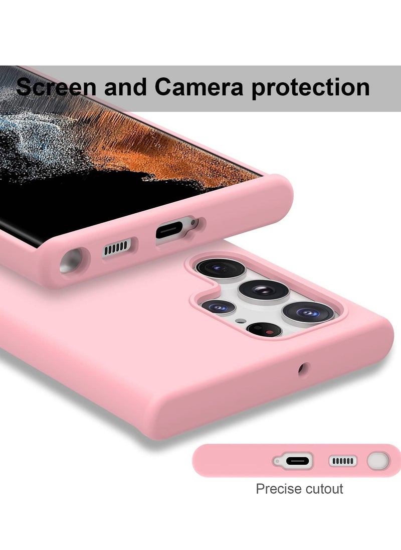 YoYoTech Liquid Silicon Case Shock-Proof Soft Gel Rubber Matte Finish Cover designed for Samsung Galaxy S22 ULTRA 6.80’ (2022)- Pink  - Image 5