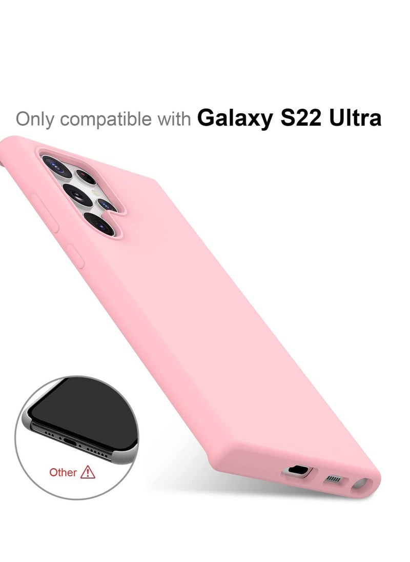 YoYoTech Liquid Silicon Case Shock-Proof Soft Gel Rubber Matte Finish Cover designed for Samsung Galaxy S22 ULTRA 6.80’ (2022)- Pink  - Image 4