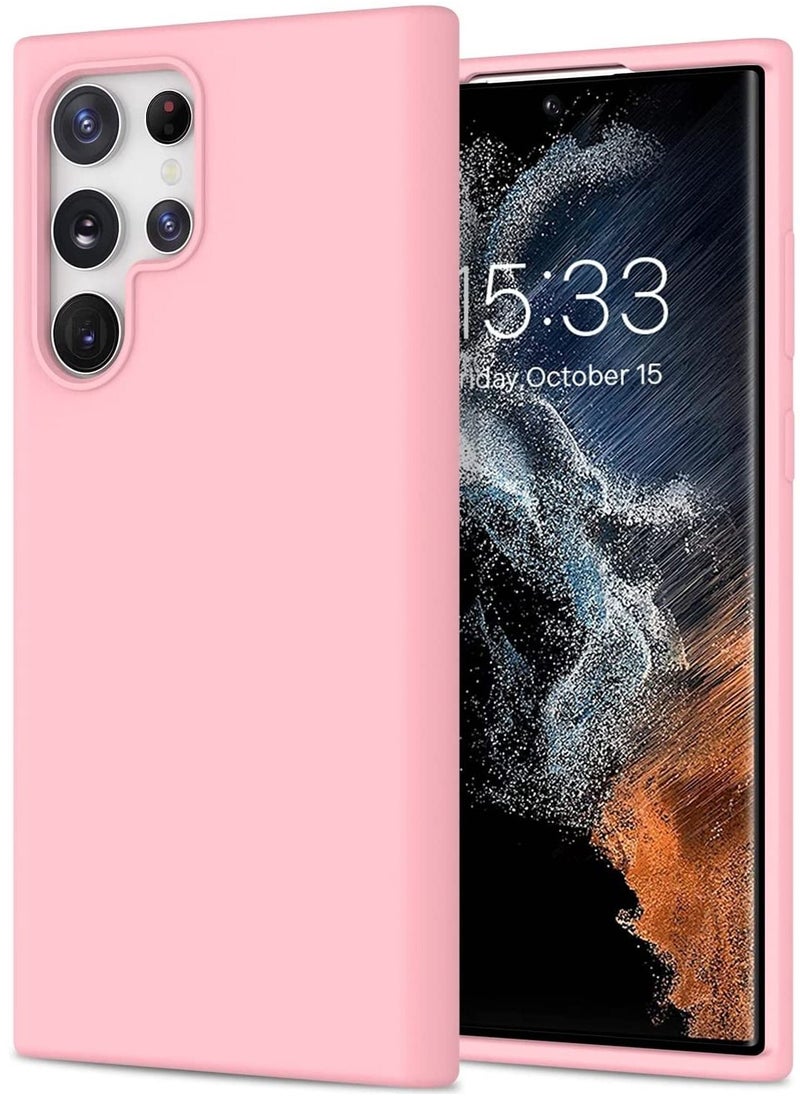 YoYoTech Liquid Silicon Case Shock-Proof Soft Gel Rubber Matte Finish Cover designed for Samsung Galaxy S22 ULTRA 6.80’ (2022)- Pink  - Image 1