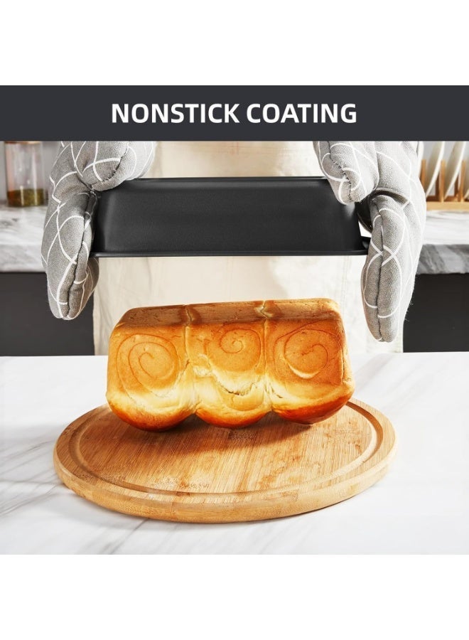 طقم صواني فرن، طقم خبز ٥ قطع مانع للالتصاق مع صواني كيك مستديرة/مربعة، صواني مافن وخبز وشواء، صواني للفرن، معدات مطبخ، صينية خبز، لوازم خبز، لون أسود - Image 3