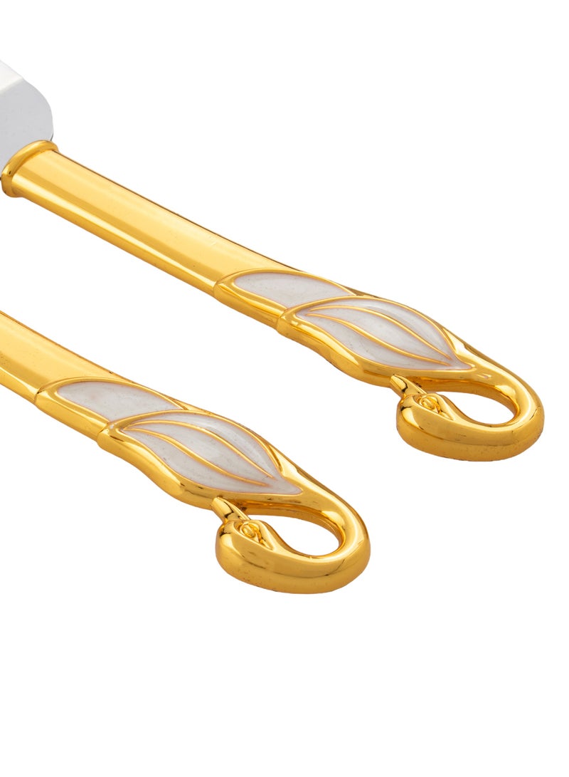 Dania A Set For Cutting Cakes Snd Sweets Consisting of A Shovel A Silver Knife And A Golden Swan Decor  - Image 2