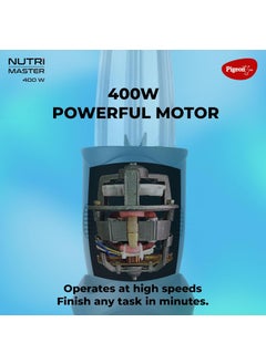 pigeon Pigeon By Stovekraft Nutri Master | Mixer Grinder Juicer Blender Smoothie Maker All-in-1 Machine | 400 Watt | 3 Jars |1Year Warranty,Blue, ABS, Blue  - Image 4