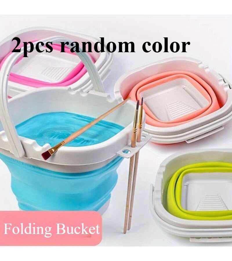 2pcs Portable Folding Washbasin Lightweight Space Saving Click Fold for Washing Grooming Random Colors - Image 1