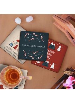 Paper Plane Design Paper Plane Design Christmas Wooden Tea Coasters for Drinks Merry Christmas Decoration Item Set of 6 Christmas Coaster  - Image 2